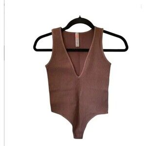Anthropologie- V Neck Bodysuit-Rich Brown-Soft & Seamless-Size S, M, L -NWT